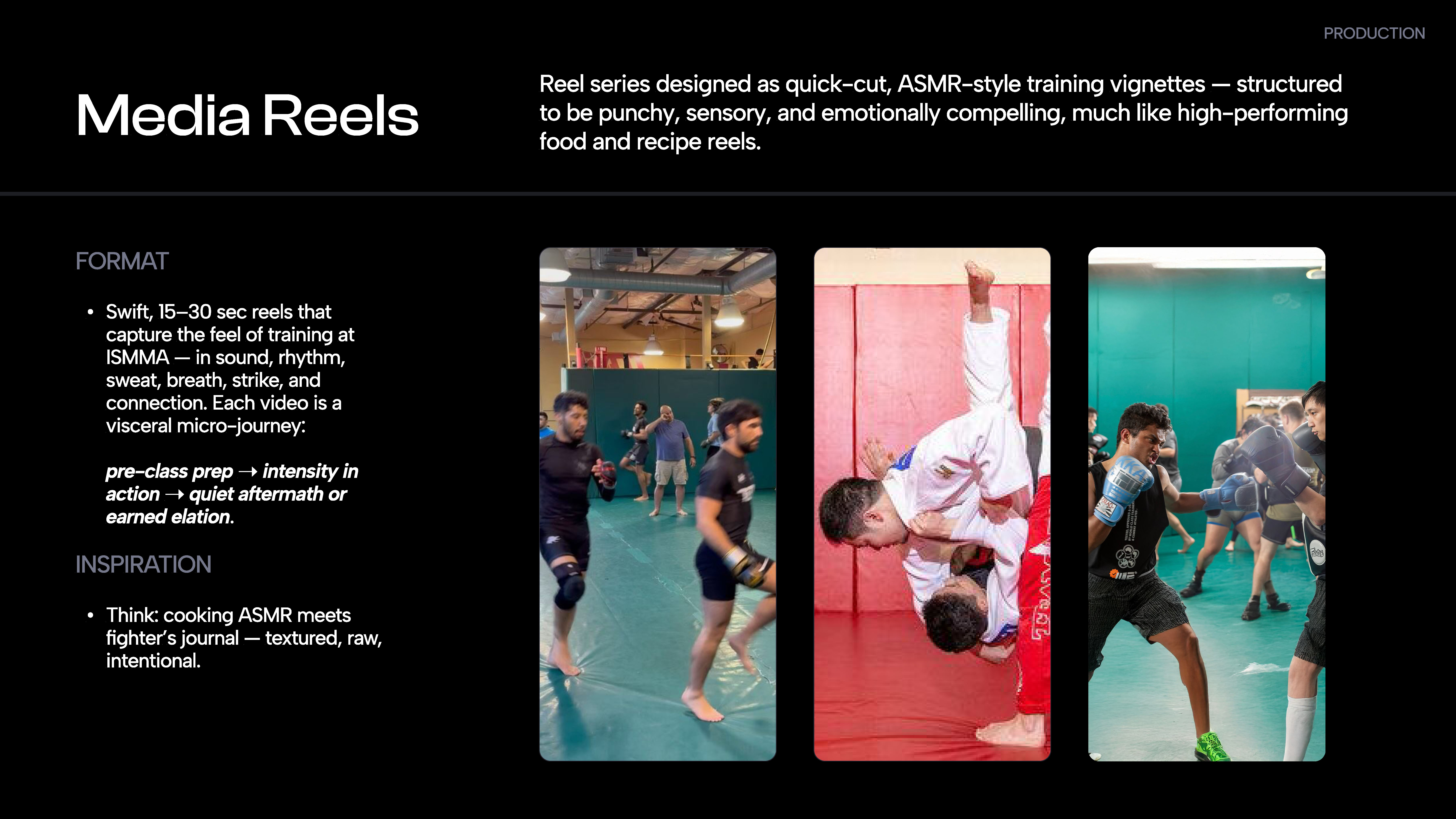 Project brief page — media reels